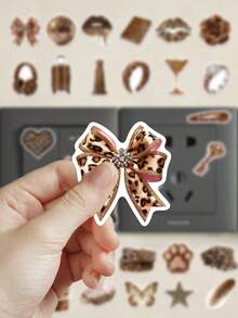 50 pcs Stiker Motif Macan Tutul Cokelat Y2K untuk Dekorasi Planner, Buku Harian, Scrapbook, Buku Catatan, Koper, Gitar, Skateboard, Manual, Laptop, Botol Minum, Ponsel - MultiWarna - View 5