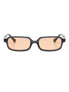 1 Pair Men's Transparent Blue Gray Rectangular Frame Rivet Decor Casual Fashion Glasses - Transparent Blue Gray - View 3