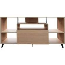 Mueble para TV 60", Centro de Entretenimiento Ibiza, Diseño Moderno, Amplios Espacios, 1 Puerta, Varios estantes, Resistente, Elaborado en melamina Texturizada, Fácil Armado, Color - Caqui - Ver 1