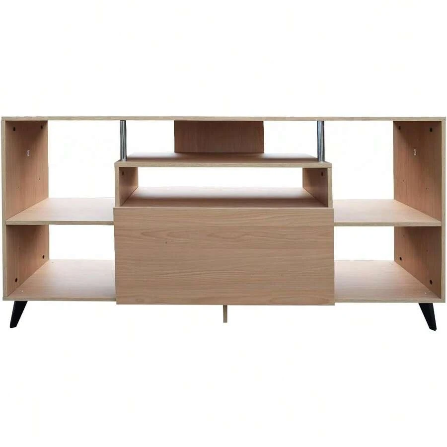Mueble para TV 60", Centro de Entretenimiento Ibiza, Diseño Moderno, Amplios Espacios, 1 Puerta, Varios estantes, Resistente, Elaborado en melamina Texturizada, Fácil Armado, Color - Caqui - Ver 1