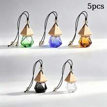 Hanging Car Aromatherapy Diffuser 8ml 5 Colors Glass Bottle Empty Refillable Essential Oil Fragrance Pendant Bottle Wooden Cap With Hanging Rope - View 12