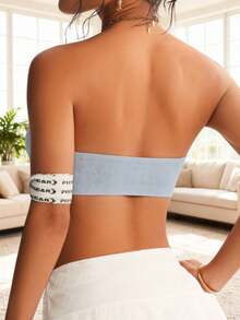 Women's Strapless Bra, With Anti-Slip Rubber Strip, Wavy Edge Embossed Wire-Free Strapless Bra, Suitable For Wedding Dress And Daily Wear - Baby Blue - View 2