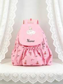 1pc Personalized Custom Backpack, Casual Cute Ballet Girl Theme Print, Zipper Closure Nylon Material, Adjustable Shoulder Straps, Hand-Carry, Suitable For Dance Class, School, Commute, Shopping, Daily Use. Birthday Gift. - Multicolor - View 4