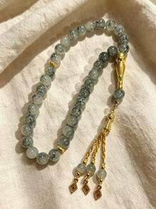 1pc Vintage Middle Eastern Style Tasbih 33 Glass Beads Rhombus Pendant Tassel Prayer Bead Bracelet - One Size - View 9