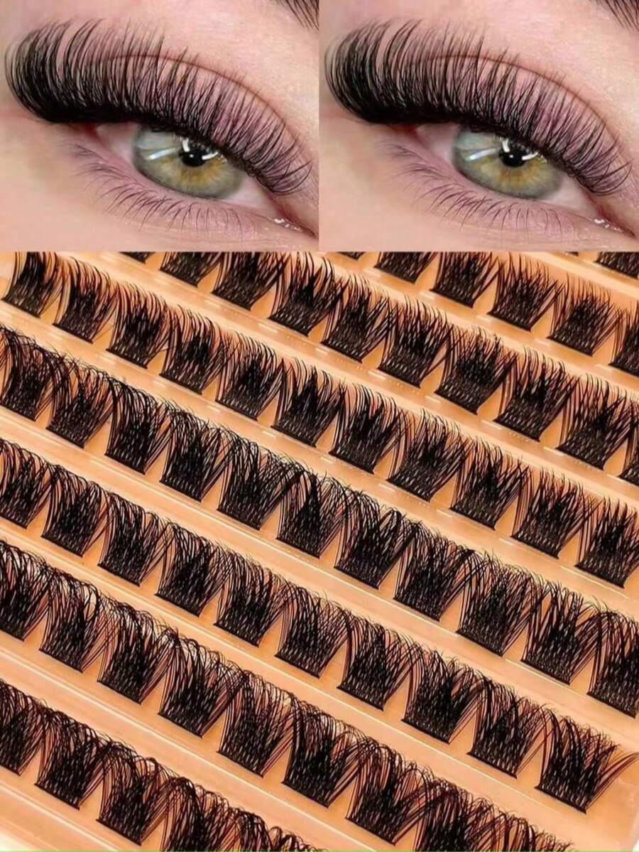 60pcs Reusable Natural Curly Eyelash Clusters DIY False Eyelashes Extension Fluffy Soft Comfortable - D - View 1