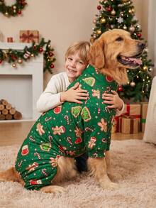 1PC Christmas Dog Pajamas - Soft Warm And High Stretch Full Coverage Pet Rompers, Anti Licking & Bug Protective Jumpsuit For Small Medium Large Dogs, Christmas All Over Printing Dog Clothes - Christmas Cartoon Pattern - Multicolor - View 7