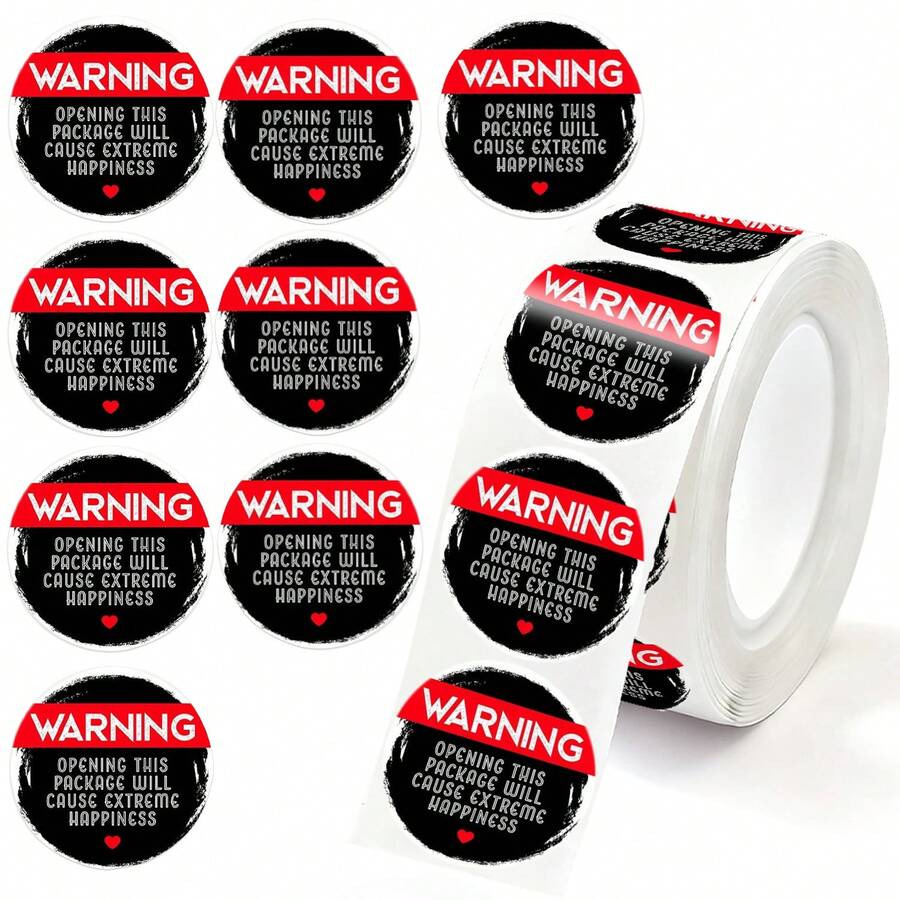 500PCS/Roll Packing Stickers Warning Labels Sealing Stickers Happy Package Stickers For Shipping And Packaging Permanent Adhesive Labels 1inch Suitable For Gifts Storage Jam Drinks Wine Packaging Labels Open This Package You Will Receive Happiness - Cartoon - View 1