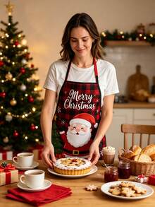مريلة عيد الميلاد للحفلات والاستخدام المنزلي، مريلة طبخ ديكورية للعطلات مقاومة للماء والبقع، مريلة مطبخ احتفالية لعيد الميلاد - متعدد الألوان - مشاهدة 8