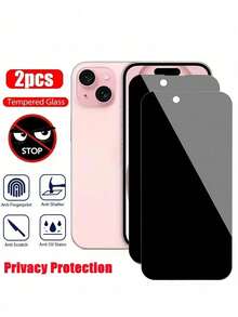 2pcs Full Coverage Privacy Screen Protector, Tempered Glass Material, Compatible With IPhone 17/17 Pro/17 Pro Max/17 Air And 11/12/13/14/15/16 Pro Max, Also Fits 17/11/12/13/14/15 Plus/16 Pro Max, Provides Privacy Protection, Screen Protection And Anti-Drop Function. - Black - View 46