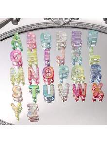 52pcs Acrylic 3D Transparent Colorful Large Hole Jelly Creative Letter Beads, Suitable For Handmade DIY Materials, Jewelry Making Materials, Keychains And Party Decorations, Cute Style, Ideal Accessory For Creative Handmade Crafts - Upgraded Version (UV Process) - View 9