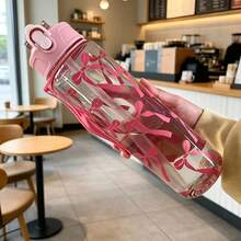 1pc 750ML Floral Bow Large Capacity Water Cup, Fresh Highly Attractive Design, With Straw And Handle, Portable, Suitable For Travel And Gatherings, One-Click Pop-Up Lid - Multicolor - View 10