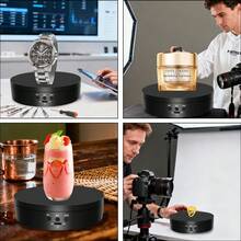 1pc Mini AI Electric Rotating Display Stand, Adjustable Speed, Cute Solid Display Platform, Rotating Base Suitable For Photography, Live Streaming And Product Display, With Forward And Reverse Function, Can Be Used For Model Display - Black - View 6