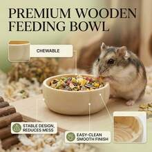 2pcs Solid Wood Round Hamster Feeding Bowl, Small Pet Multi-Functional Snack & Seed Dish, Suitable For Hamsters And Gerbils, Cage Decoration Feeding Accessory - View 5