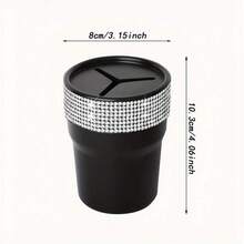 1pc Multifunctional Car Mini Trash Can With Lid, Coin Storage Desktop Organizer Ashtray Holder Box Cup Holder Garbage Bin - A - View 9
