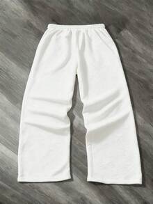 SU ER Men's Summer Casual Loose Drawstring Elastic Waist Wide Leg Long Pants With Drape - White - View 2
