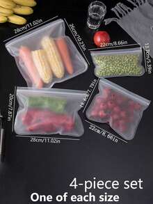 4个/5个/16个/20个EVA食品保鲜袋，冰箱食品储存袋，水果蔬菜密封袋，可重复使用 - 白色 - 查看 6