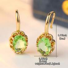 Vintage Luxury Olive Green Earrings, Suitable For Women's Daily Accessories, Exuding Elegant Elegant. - Gold - View 5