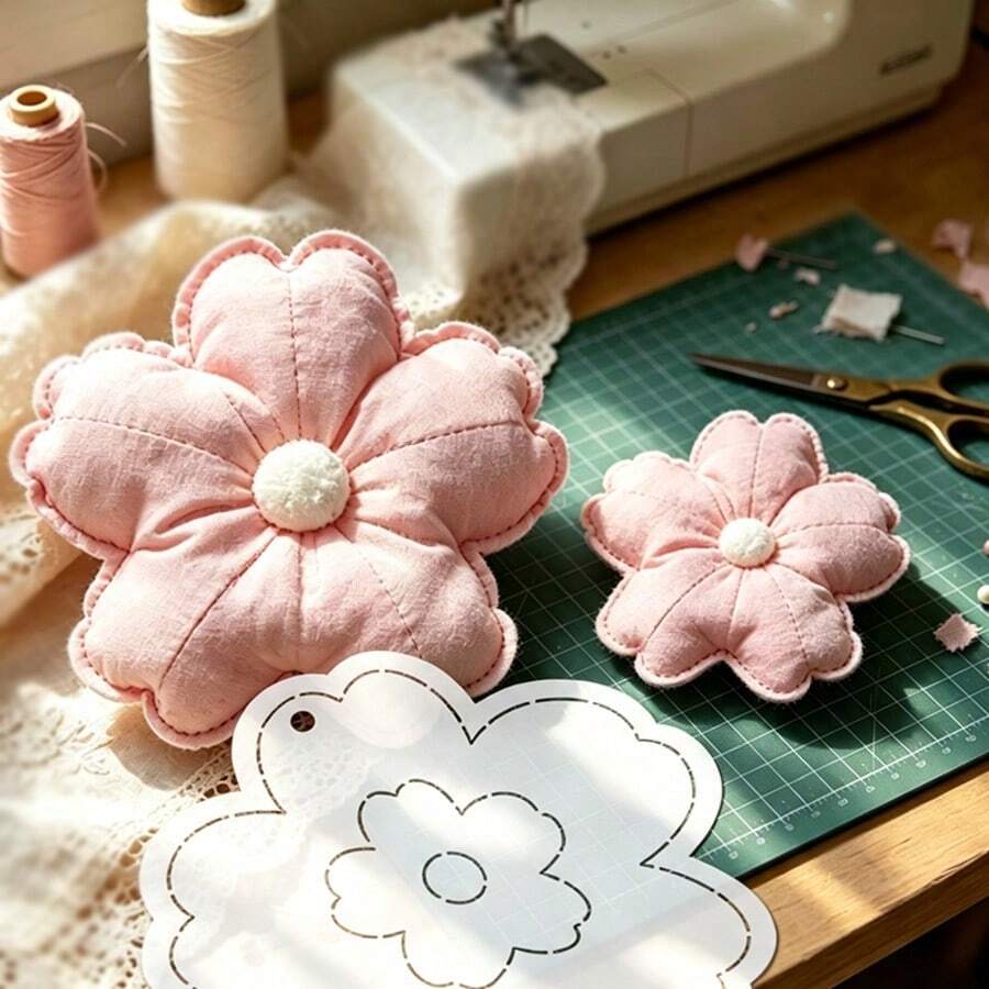 1Pc Fabric Flower Pillow Sewing Template, DIY Flower Pattern Quilting Stencil, Patchwork Template Available In Two Sizes, Durable PET Template For Handmade Fabric Sewing, Quilting And DIY Handicraft Making, Perfect For Home Decoration