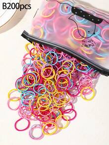 500/100pcs Girls Multi-Color Non-Damaging High Elasticity Hair Ties, High Ponytail Anti-Sagging Hair Rings, Hair Accessories For Daily Use - Multicolor - View 7