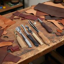 kangten 19 Pcs Leather Craft Tools Kit, Leather Working Tools Set For Sewing, Punching, Leather Craft Making Set - Multicolor - View 3