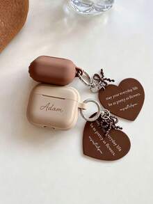 1Pc Personalized Bubble Tea Caramel Cube + Big Heart Logo Pendant Compatible With Apple Full Coverage Anti-Drop Wireless Earphone Protective Case Creative Minimalist Unique Compatible With Apple - Multicolor - View 2