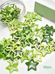 50/30/10pcs Green Mori Style Five-Pointed Star BB Hair Clips, Side Clips, Bangs Clips, Daily Hair Styling Accessories For Women And Girls - Multicolor - View 8