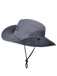 JOYLORD Topi Bucket Pria untuk Memancing Outdoor Warna Polos Cepat Kering dan Bernapas dengan Perlindungan Matahari Gaya Koboi Barat Topi Matahari Dua Fungsi - A - View 10