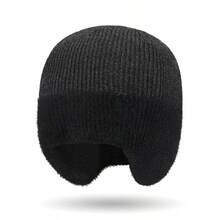 1pc Casual Winter Men's Knitted Hat, Warm Windproof Earflap Beanie, Unisex - A - View 7