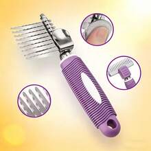 Pet Detangling Comb, Rounded Stainless Steel Teeth Pet Grooming Brush, Non-Slip Handle Dog Hair Detangling Tool, No-Scratch Comb, Used To Remove Tangles, Knots And Loose Hair, Suitable For Long And Short Haired Pets - View 12