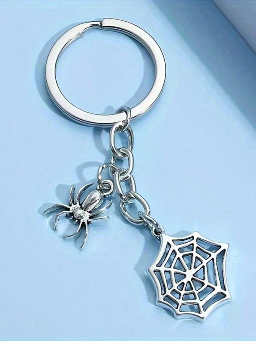 Punk Style Spider Web Keychain, Suitable For Cars And Bags, Fun Gift, Halloween Gift, Accessory - Multicolor - View 1