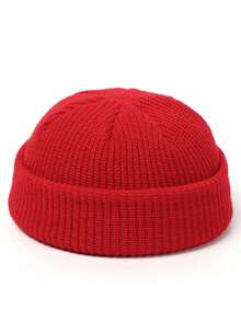1pc Solid Color Casual Knit Fabric Beanie Hat Autumn Winter Essential Skull Cap Warm Unisex Couple Gift - A - View 13