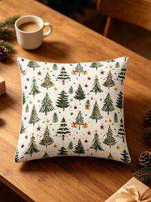 1pc Polyester Christmas Decorative Pillow Case (Pillow Insert Not Included), Christmas Bedding Gift, Machine Washable - Multicolor - View 5