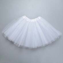 1pc White Ballet Half-Body Tulle Short Petticoat Stiff Mesh Tutu Skirt, Suitable For Dance Performance & Dress Matching - White - View 4