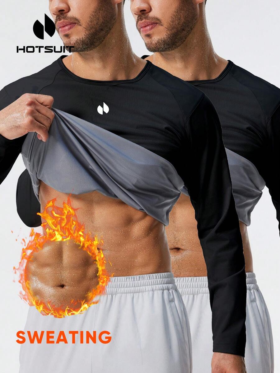 HOTSUIT 2 áo sauna tay dài nam, đồ thể thao mới mùa xuân, có khóa điều chỉnh, phù hợp tập gym và tập luyện, quà tặng ngày lễ - màu đen - Xem 1