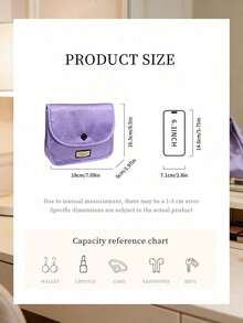 2‑Colors Optional Satin Flap Makeup Bag Portable Travel Cosmetic Storage Pouch Large‑Capacity Gift For Women Gucci Beauty Satin Makeup Bag Light Pink & Lavender Two‑Colors Optional - Purple - View 10