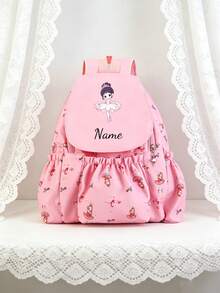 1pc Personalized Custom Backpack, Casual Cute Ballet Girl Theme Print, Zipper Closure Nylon Material, Adjustable Shoulder Straps, Hand-Carry, Suitable For Dance Class, School, Commute, Shopping, Daily Use. Birthday Gift. - Multicolor - View 13