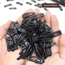 20pcs Random Women's Vintage Forehead Fringe Side Hair Clips, Black Mini BB Clips, Invisible Hair Clips, Water Drop And Rectangular Design, Suitable For Daily Casual Wear - Multicolor - View 2
