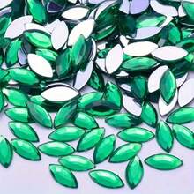 200pcs 0.7 * 1.5 Cm/0.27 * 0.59 Inch Randomly Mixed Color Flat Bottomed Acrylic Horse Eye Shaped Rhinestones, Suitable For DIY Jewelry Making And Wedding Decoration - Color - View 20