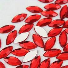 200pcs 0.7 * 1.5 Cm/0.27 * 0.59 Inch Randomly Mixed Color Flat Bottomed Acrylic Horse Eye Shaped Rhinestones, Suitable For DIY Jewelry Making And Wedding Decoration - Color - View 17