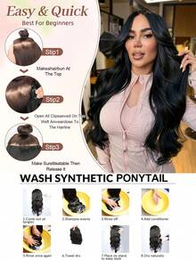 Clip-In Hair Extensions, 4pcs 18 Inch Layered Wavy Hair Pieces, Invisible Lace Hair Fringe Natural Soft Synthetic Hair Extensions For Women - Multicolor - View 6