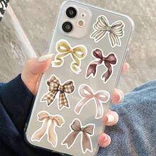 50Pcs Brown Bow Sticker Pack, Vintage Plaid Ribbon Bow Decals, Decorative Stickers For Water Bottle, Laptop, Phone Case, Journal, Scrapbook, Coquette Aesthetic Decor - A - View 4