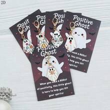 5pcs Halloween Ghost Keychains, Cute & Funny Keychains, Suitable For Halloween Theme Party Decorations, Unique Backpack & Key Pendant - Multicolor - View 3