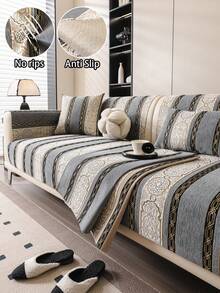1pc European Style Chenille High-Precision Jacquard Sofa Cushion, Sofa Cover, European Luxury, Premium Texture, Decorative Sofa, Sofa Protection, Cat Scratch Resistant Pet Friendly, Fashion Home, All Season, Suitable For Single-Four Person Sofa, Bohemian, Bedroom, Living Room, Study, Office, Car, Outdoor, Clubhouse, Party, Sofa Cover - Grey - View 1