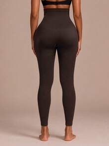 Women's High Waist Seamless Halloween Shaping Tummy Control Butt Lift Leg Slimming Leggings - Coffee Brown - View 4
