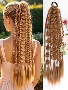 24 Inch Synthetic Fiber Handmade Mixed-Color Lantern Bubble Twist Braids – Daily & Vacation Style Hair Extensions, Suitable For - Multicolor - View 10