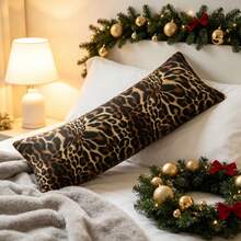1PC Leopard Print Milk Velvet Long Body Pillowcase, Zipper Closure Design, Decorative Pillowcase Only, No Filling Included - Leopard Print - View 4