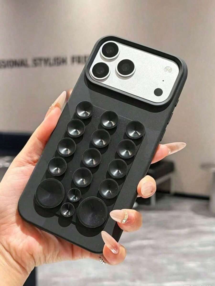 1件純色吸盤防摔手機保護殼,TPU材質,可作為節日禮物,適用於Apple 11/12 13 14 15 16 Pro/Pro Max/14 15 16 Plus/17 - 黑色 - 查看 1