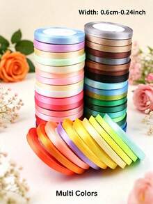 1 Roll 25 Yards 6mm Satin Ribbon, DIY Wedding Christmas Decoration Bow Making Handmade Cards Gift Floral Accessories - Multicolor - View 3