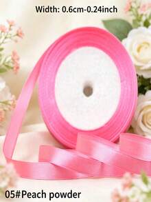 1 Roll 25 Yards 6mm Satin Ribbon, DIY Wedding Christmas Decoration Bow Making Handmade Cards Gift Floral Accessories - Multicolor - View 5