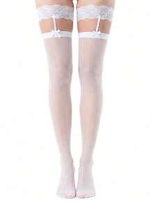 1/2 Pairs Women's Lace Garter Stockings, Sexy Over-The-Knee Stockings, Suitable For Parties - Multicolor - View 8